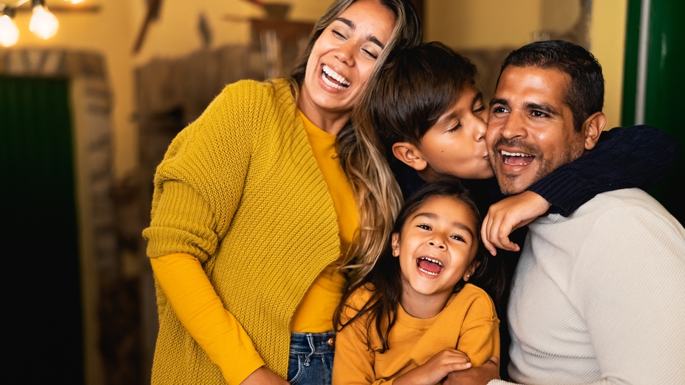 happy hispanic family